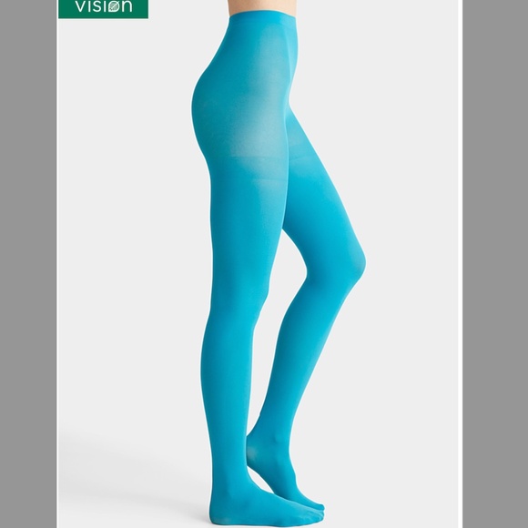 Turquoise blue semi-opaque 50 denier built-in support tights NWT - Picture 1 of 7